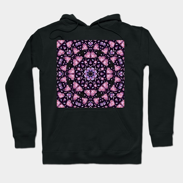 Crystal Hearts and Flowers Valentines Kaleidoscope pattern (Seamless) 20 Hoodie by Swabcraft